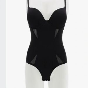 bebe Black Bodysuit With Sheer Inserts